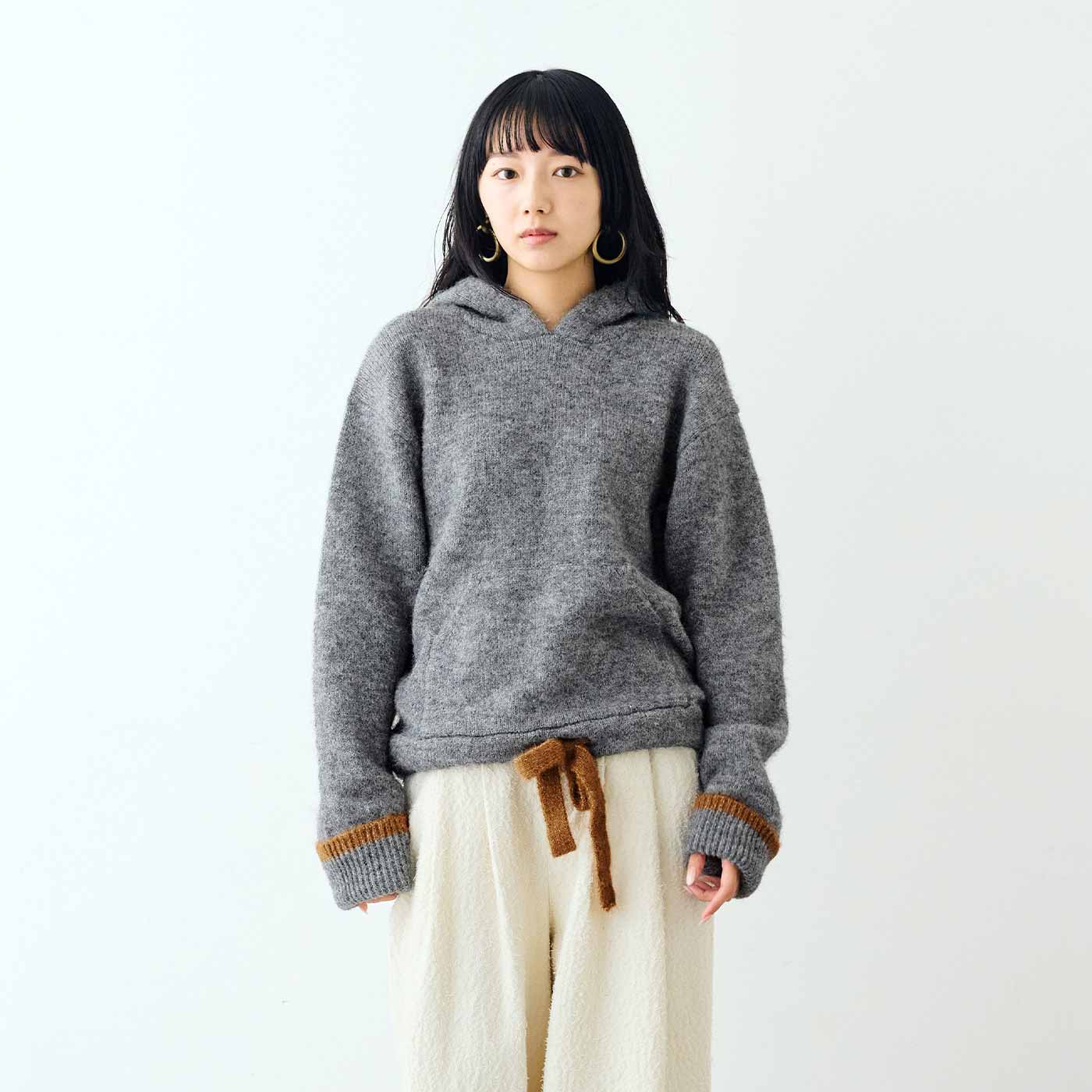 MEDE19F|ミックスニットフーディー〈ＧＹ〉ＭＤ１９