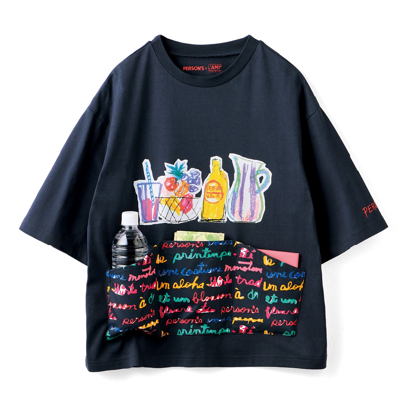 L'AMIPLUS|PERSON&rsquo;S&times;ラミプリュス アートをまとう着られるバッグTシャツ〈カフェテーブル〉